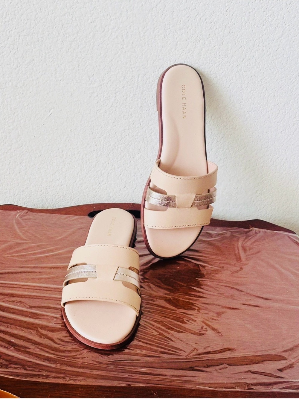 Cole Haan Nude Pink and Metallic Sandal Slides